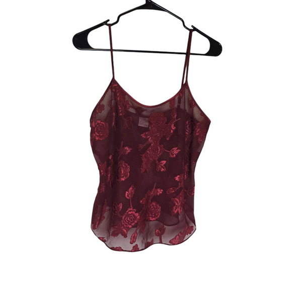 Vintage 90s sheer floral deep red lingerie pajama set size medium - Picture 2 of 11